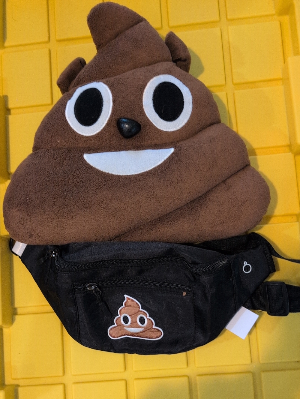 Poop Emoji Plush And  Black Waist Bag - Bundle